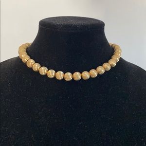 Vintage Monet Gold Pearl Chocker Necklace